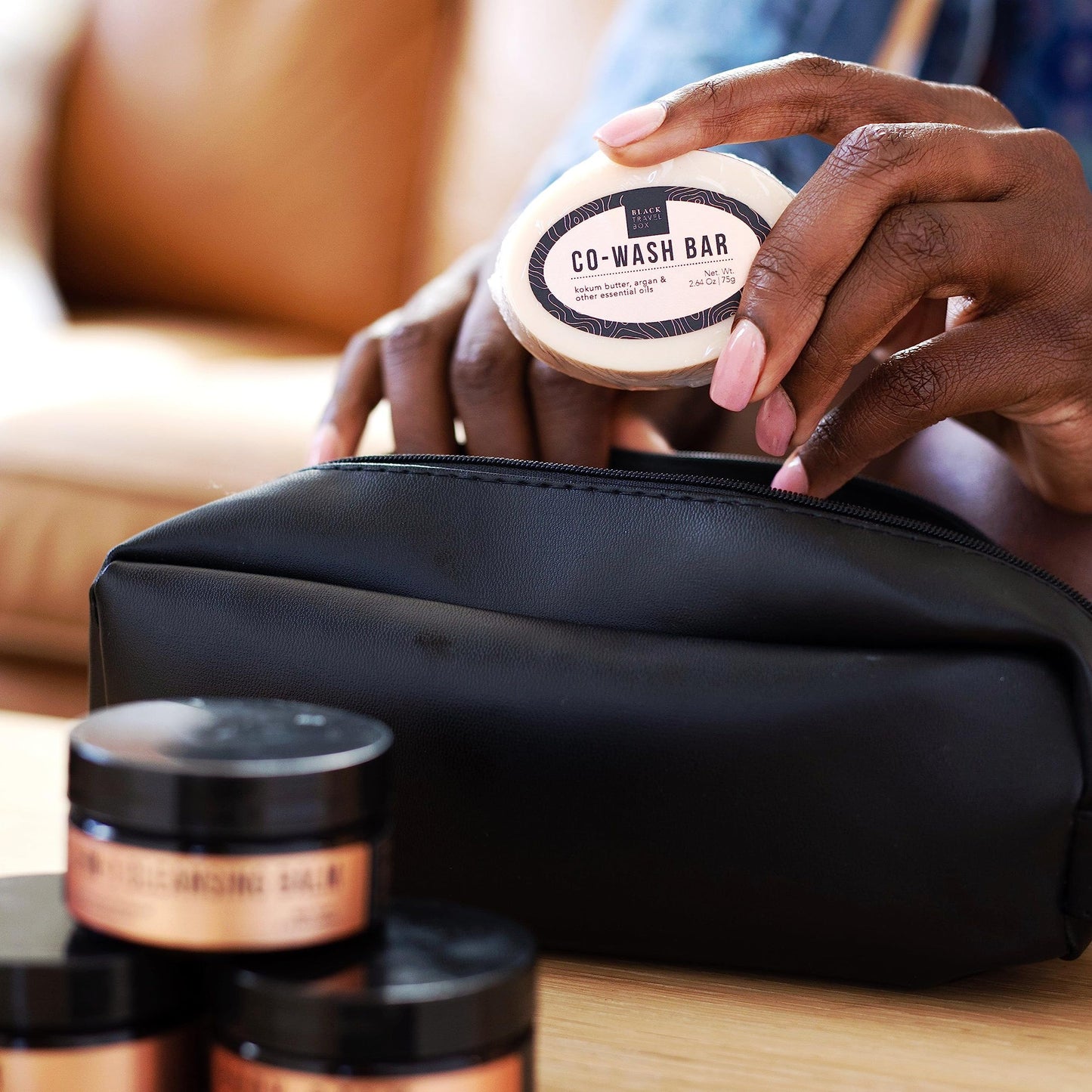 BlackTravelBox Solid Co-Wash Bar With Sunflower And Calendula To Refresh And Restore Hair Texture In-Between Shampoo Days, Easy 2-In-1 For Waves, Curls, And Coils, TSA Friendly - 2.6 Oz