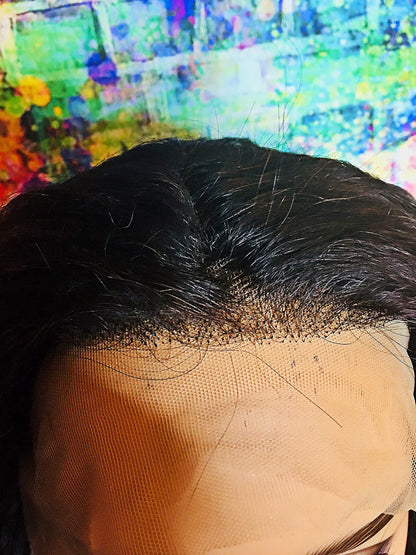 2Chique Boutique Human Hair Wig 13x4 Transparent Lace Wig Natural Color 1B Deep Wave 20 inches 180% Density