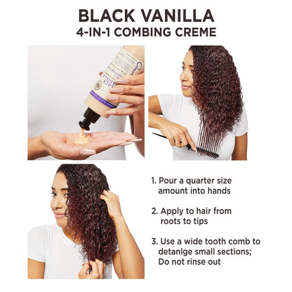 Carol's Daughter Black Vanilla 4-in-1 Combing Creme, Hair Cream For Curly, Wavy or Natural Hair, Hair Detangler for Dry, Dull or Brittle Hair, 8 Fl Oz