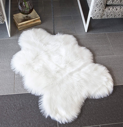 H LITH HOME Faux Sheepskin Fur Area Rug - 2x3ft - Pretty Soft Fluffy Shaggy White Sheep Skin Throw Cover to Use on Chair Sofa Couch or Bedside Nursery Closet and Bathroom Floor