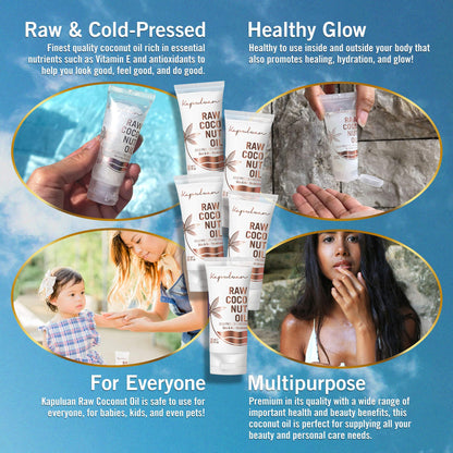 Kapuluan Coconut Oil for Hair, Skin - Extra Virgin Cold Pressed Oil with MCTs for Body Care or Haircare, Hair Growth, Aceite de Coco Natural, Baby, Dogs, Pets Travel Mini Tube (5 x 25ml)