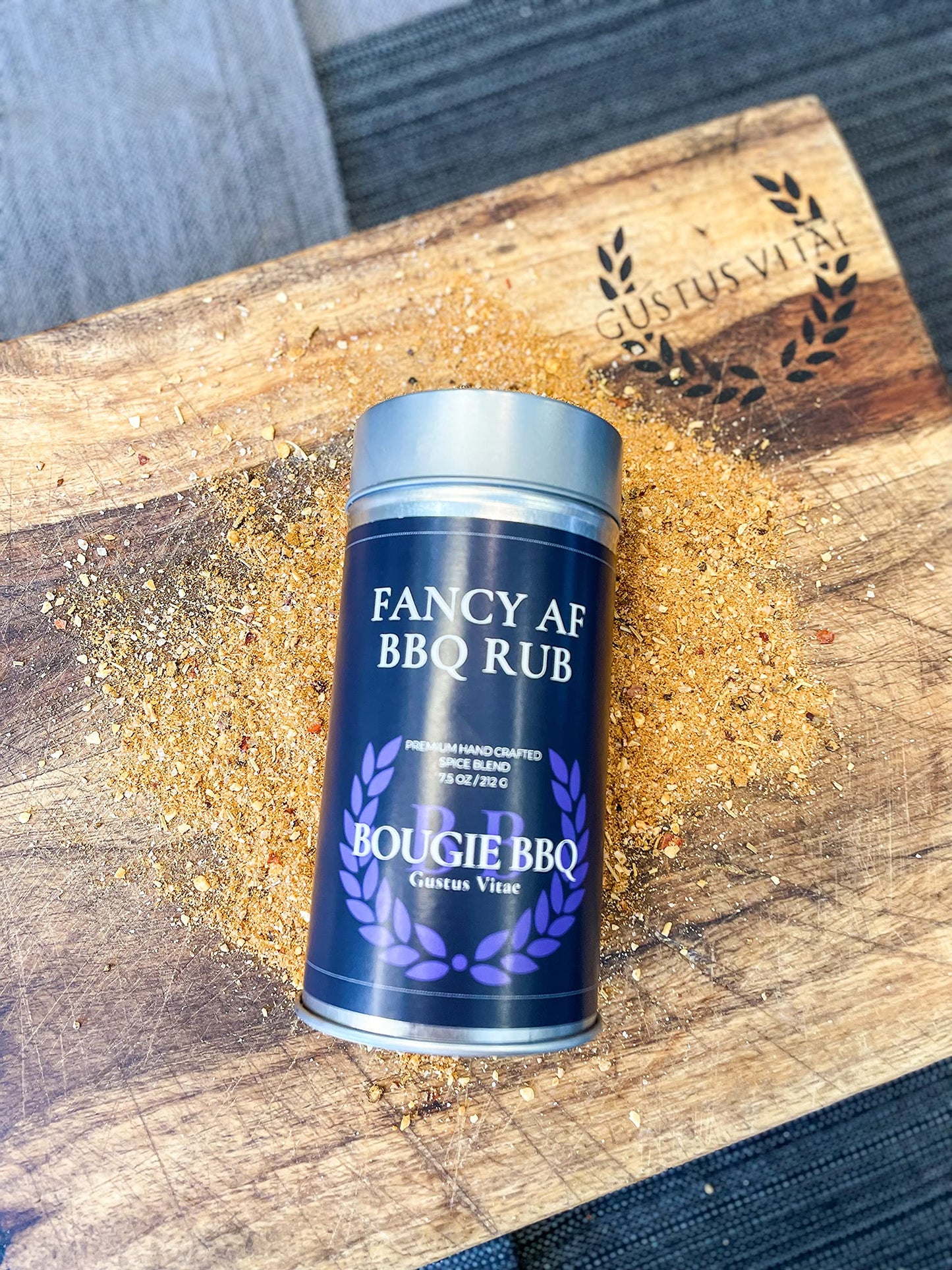 Fancy AF BBQ Rub | Gourmet Seasoning | Artisanal Spice Blend | 7.5 oz (212g) | All Natural | Non GMO | Small Batch | No MSG or Artificial Ingredients | Bougie BBQ | Gustus Vitae | #812