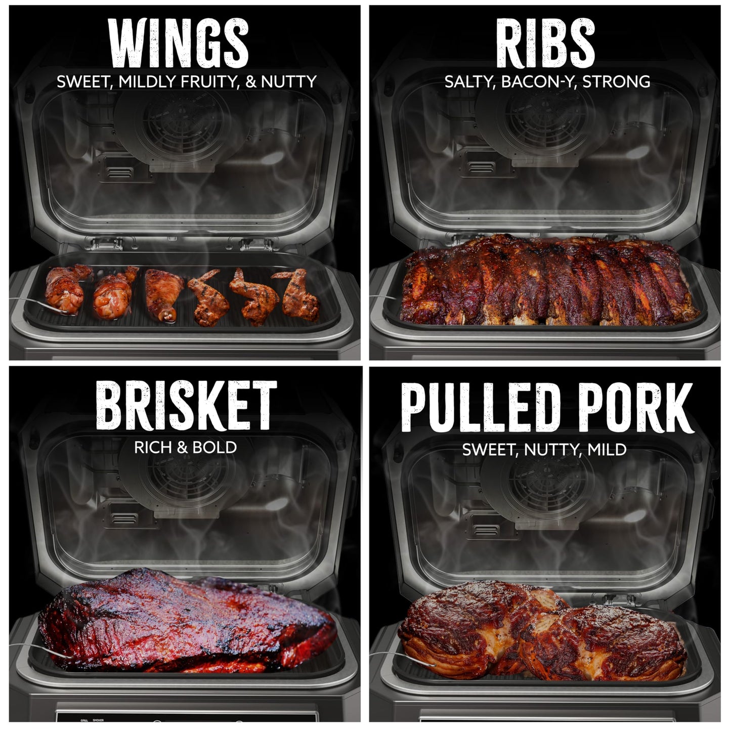 Kona Wood Pellets Brisket, Ribs, Wings,and Pulled Pork Blend Variety Pack, Intended for Ninja Woodfire Outdoor Grill, Wood Fire Oven, 4, 2lb Resealable Bags