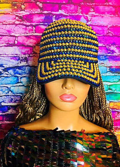 2Chique Boutique Women's Full Front AB Stone Multi Rhinestone Fashion Cap