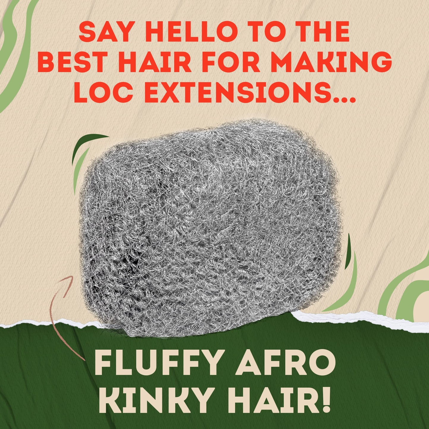 Locsanity Afro Kinky 100% Bulk Natural Human Hair - Braiding Hair for Dreadlocks, Loc Repair, Dreadlock Extensions, Twists, Braids - 8 Inches Long, 1 Oz 50/50 Grey