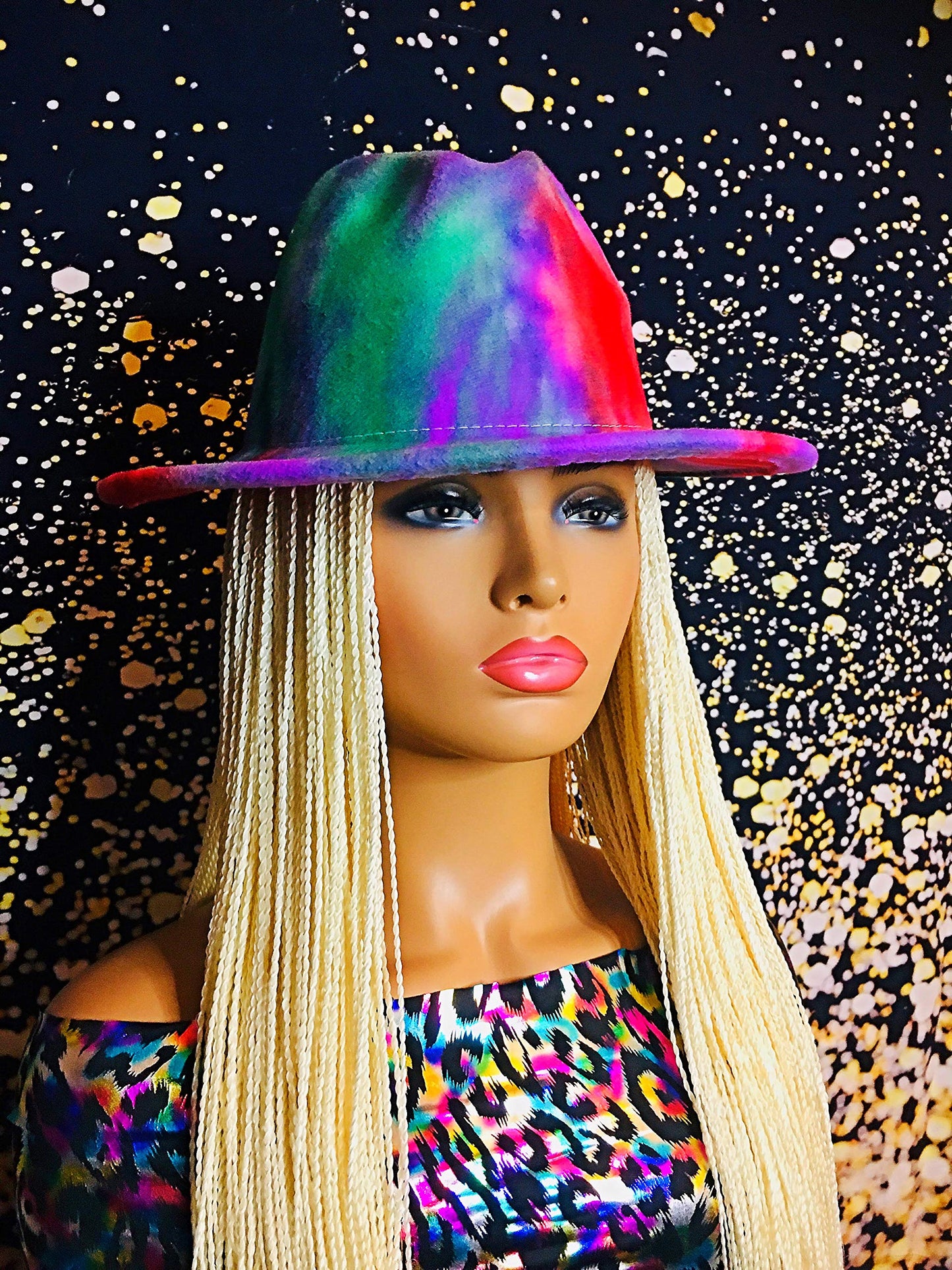 2Chique Boutique Women's Multicolor Tie Dye Retro Panama Style Fedora