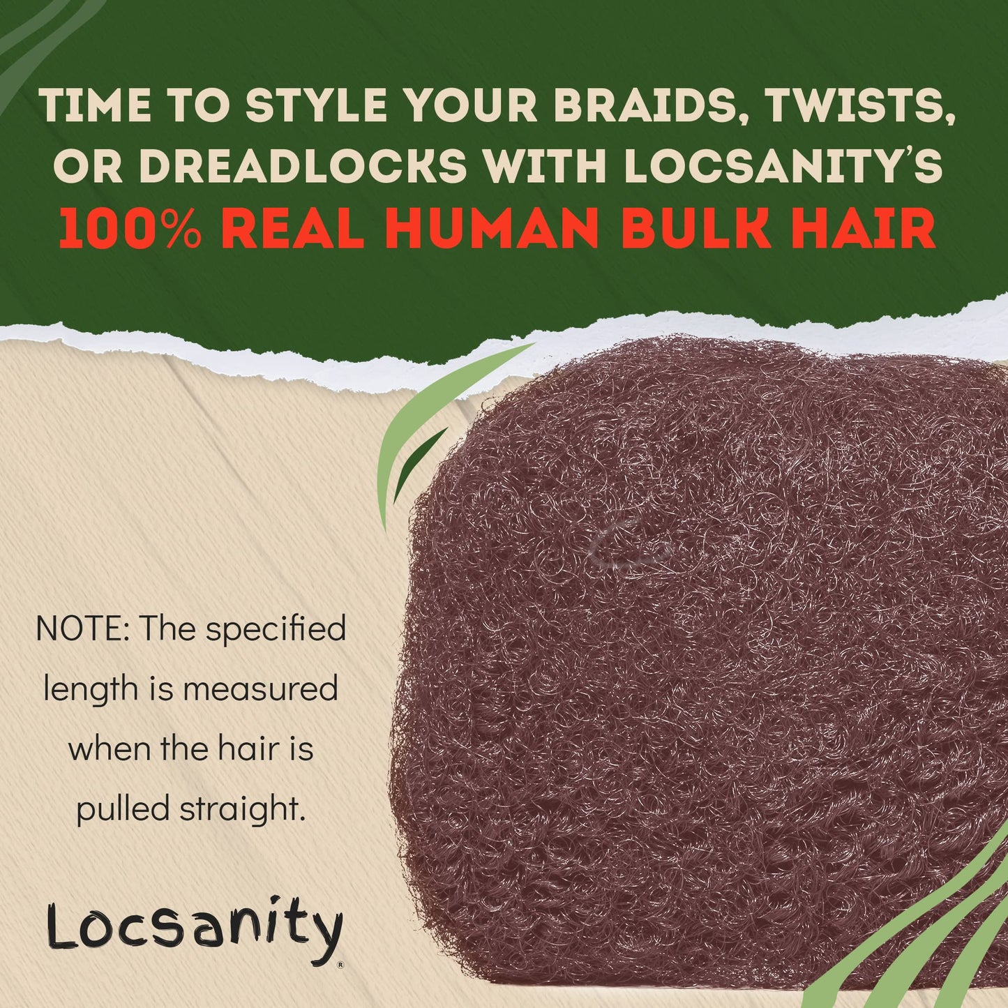 Locsanity Afro Kinky 100% Bulk Natural Human Hair - Braiding Hair for Dreadlocks, Loc Repair, Dreadlock Extensions, Twists, Braids - 8 Inches Long, 1 Oz