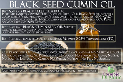 cocojojo 32 ounce Black Cumin Oil - Black Seed Oil - Kalonji Oil Cold Pressed Pure Natural Seed Oil Hair Beard Face Lips Joint