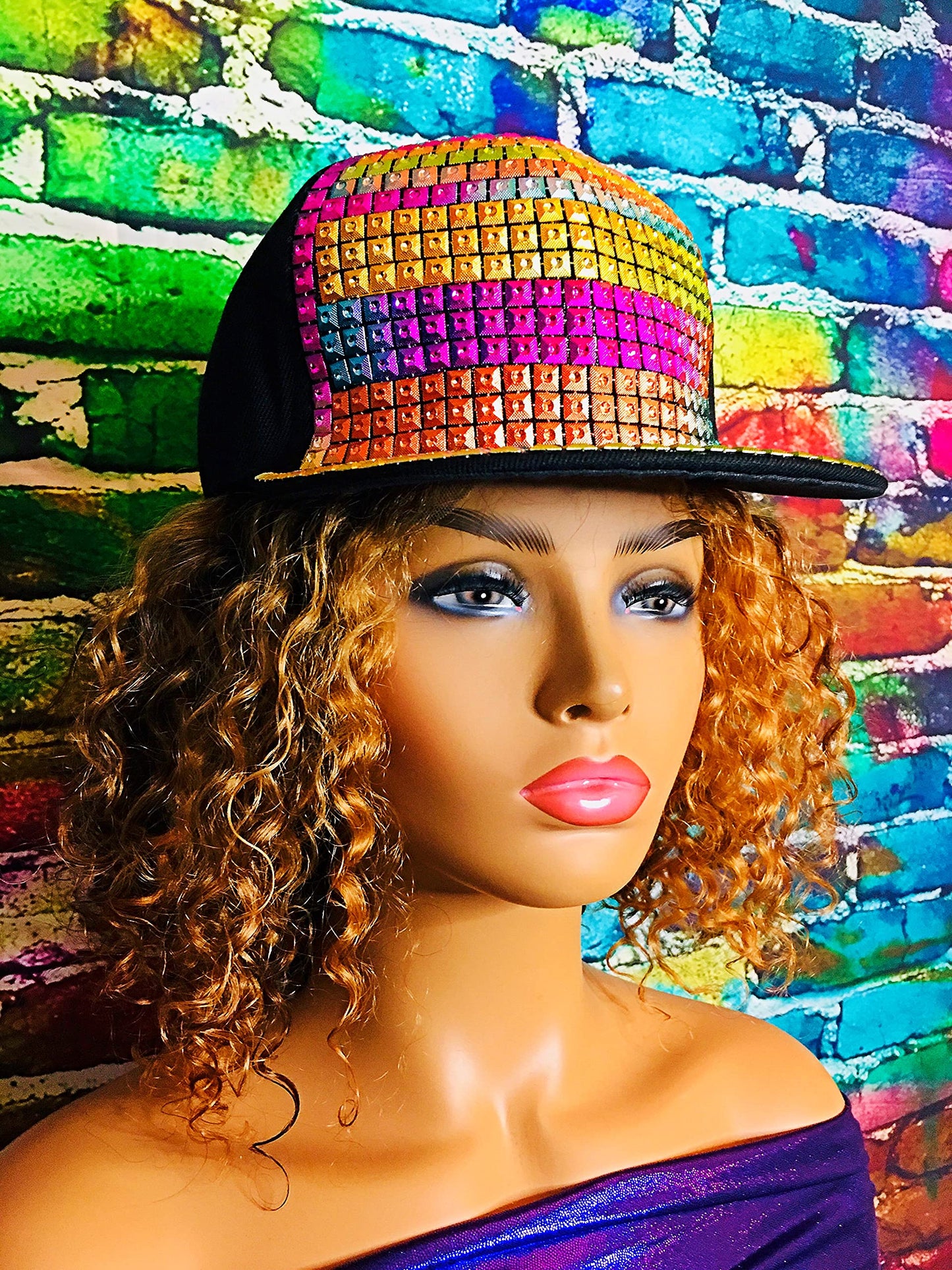 2Chique Boutique Women's Multicolor Sequins Hat with Adjustable Closure
