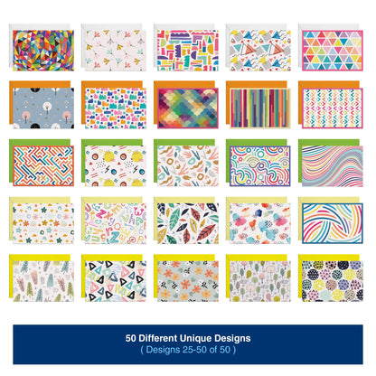 Dessie 50 Different Blank Cards With Envelopes - 4x6 Inch Blank Greeting Cards w/Colored Envelopes & Gold Seals. Colorful Designs - No Repetition. All Occasion Note Cards with Envelopes Set