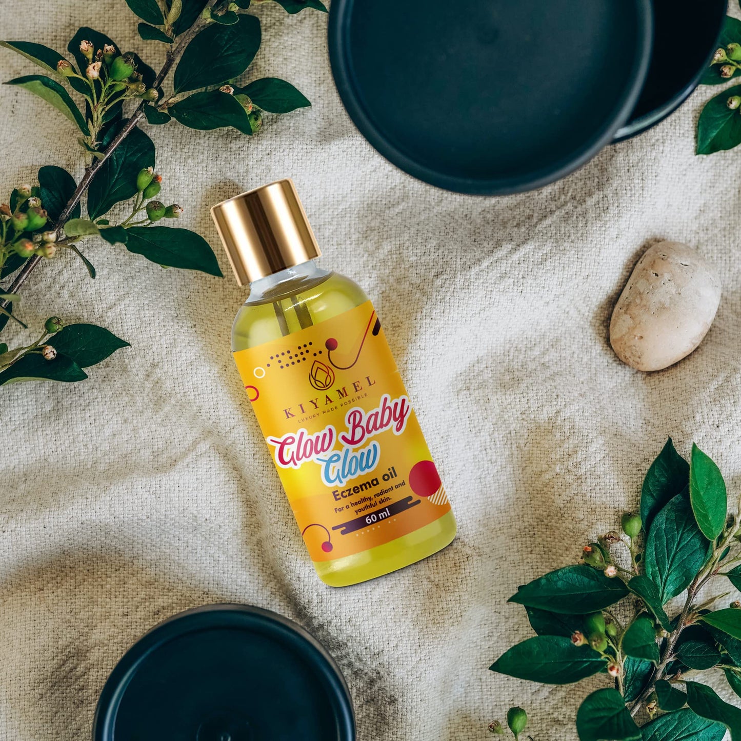 KIYAMEL | Glow Baby Glow Eczema Relief Oil - High-Performing Moisturizer for Babies with Mild to Severe Eczema, Scars, & Dark Patches left due to Eczema, Mosquito bites & Problematic Skin Conditions