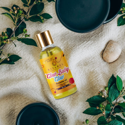 KIYAMEL | Glow Baby Glow Eczema Relief Oil - High-Performing Moisturizer for Babies with Mild to Severe Eczema, Scars, & Dark Patches left due to Eczema, Mosquito bites & Problematic Skin Conditions