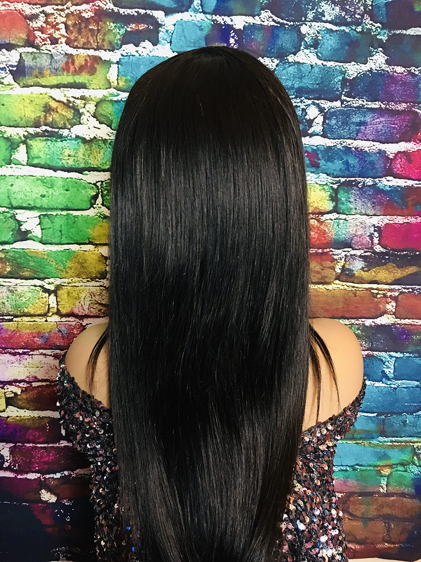 2Chique Boutique Human Hair Wig 4x4 Transparent Lace Wig Natural Color Silky Straight 20 inches