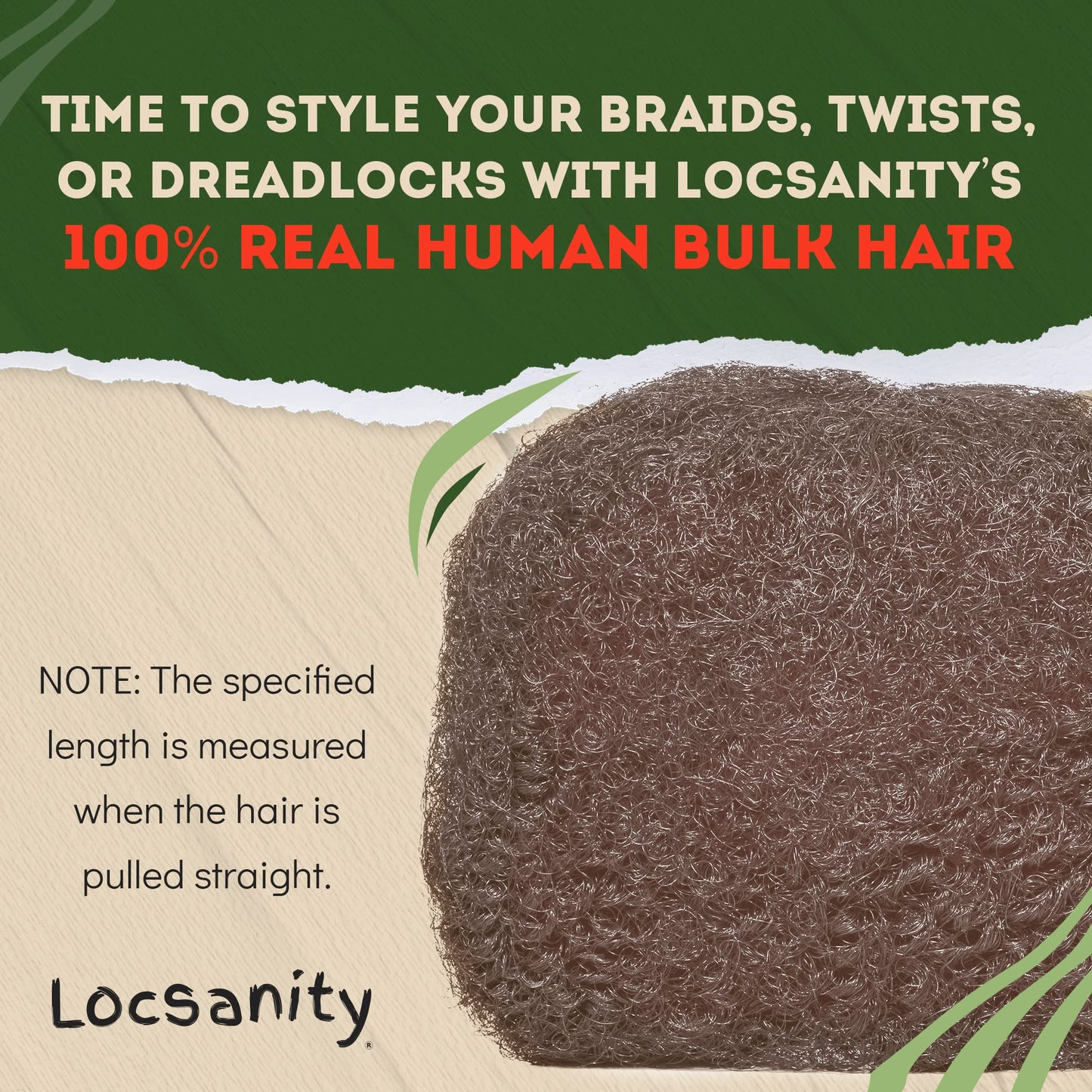 Locsanity Afro Kinky 100% Bulk Natural Human Hair - Braiding Hair for Dreadlocks, Loc Repair, Dreadlock Extensions, Twists, Braids - 8 Inches Long, 1 Oz