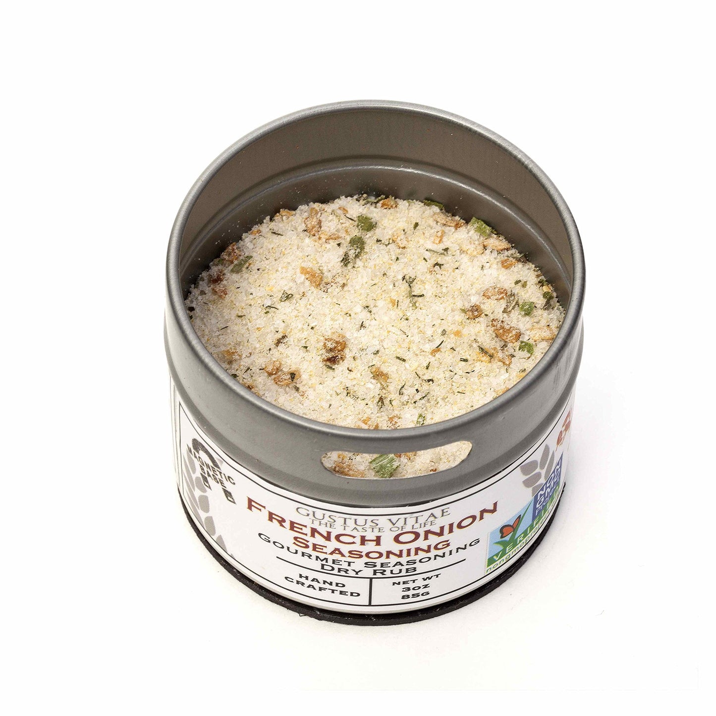 French Onion Seasoning | Authentic Artisanal Spice Mix | All Natural, Non GMO | Hand Crafted, Small Batch | Made in USA | Ultra Premium, Sustainably Sourced Spices | GLP-1 Friendly Seasoning | No MSG | Magnetic Tin | Gustus Vitae | #26