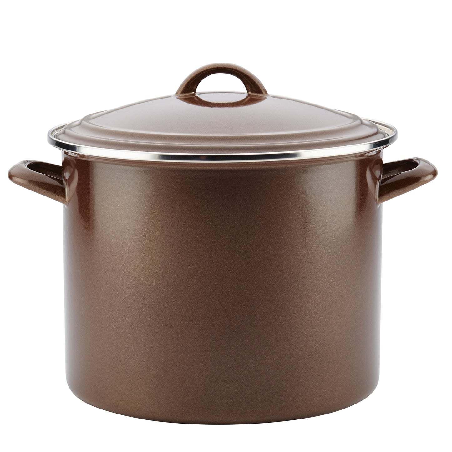 Ayesha Curry Enamel on Steel Stock Pot/Stockpot with Lid, 12 Quart, Brown Sugar