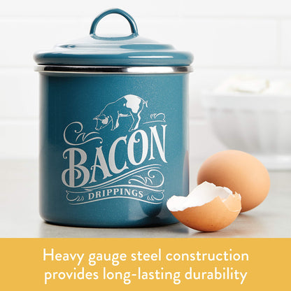 Ayesha Curry Enamel on Steel Bacon Grease Can / Bacon Grease Container - 4 Inch, Blue