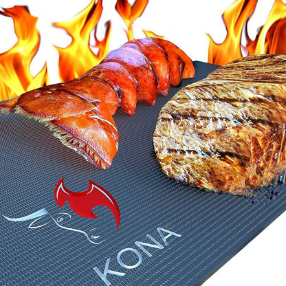 Kona BBQ Grill Mat Set & Grill Surface Thermometer - Barbecue Tool Gift Set