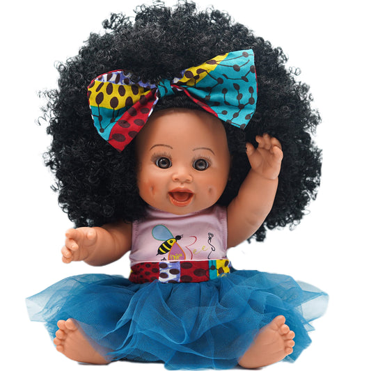 Orijin Bees Curly Swizzy Bee - 12 inch Black Doll, African American Doll, Biracial Doll, Ethnic Doll, Latino Doll, Curly Hair Doll