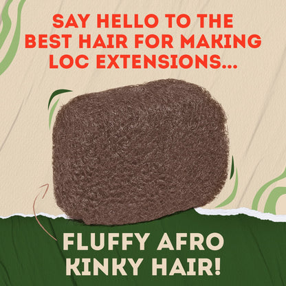 Locsanity Afro Kinky 100% Bulk Natural Human Hair - Braiding Hair for Dreadlocks, Loc Repair, Dreadlock Extensions, Twists, Braids - 8 Inches Long, 1 Oz 33B - Dark Auburn