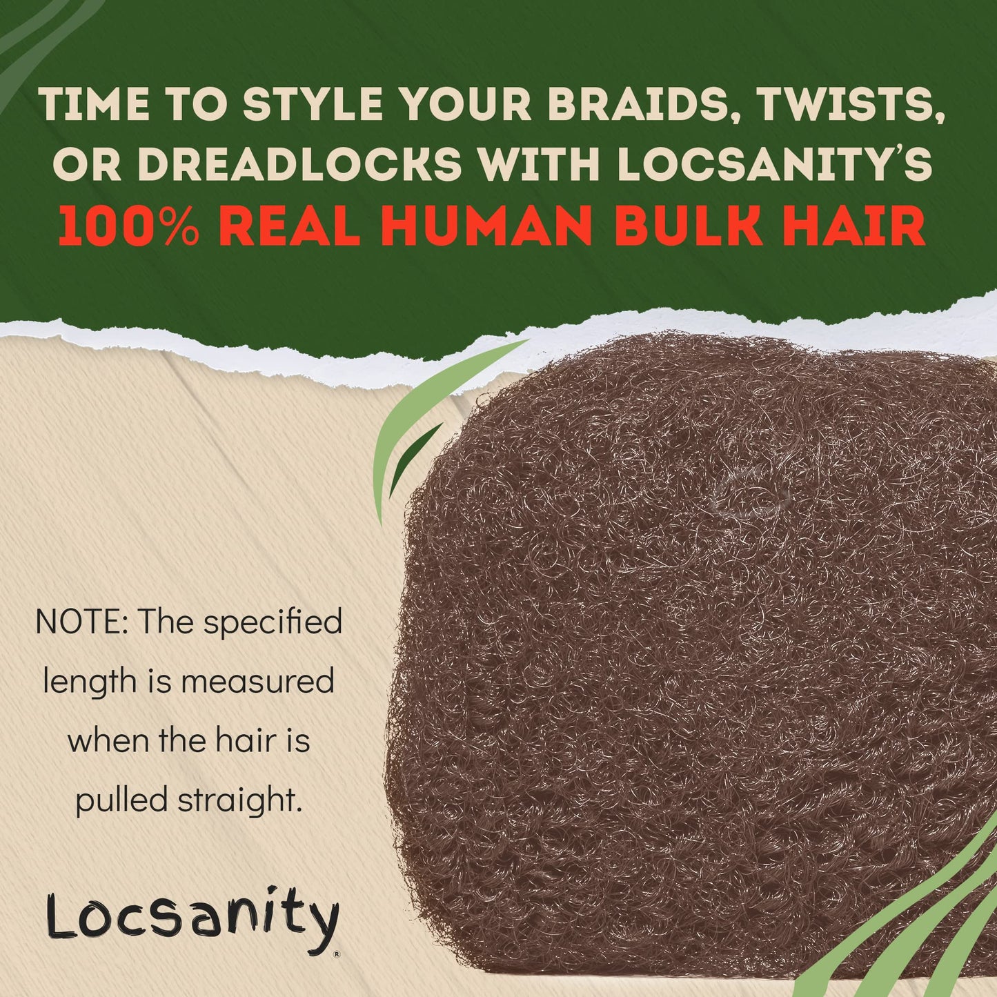 Locsanity Afro Kinky 100% Bulk Natural Human Hair - Braiding Hair for Dreadlocks, Loc Repair, Dreadlock Extensions, Twists, Braids - 8 Inches Long, 1 Oz 33B - Dark Auburn