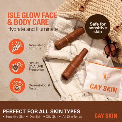 Isle Body Lotion with SPF 45 – Body Sunscreen w/Sea Moss, Hydrating Nectar, Cocoa Seed Butter, & More – Lightweight Vegan SPF for All Skin Types – 4 fl oz