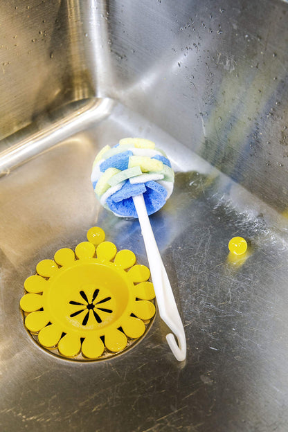 Compac Sink Daisy Scented Kitchen Sink Strainer Infuses & Freshens Your Sink, Must Have Kitchen Sink Accessories, Sink Drain Strainer - Catcher, Yellow, Lemon Scent, 12 Count, (Pack of 12)