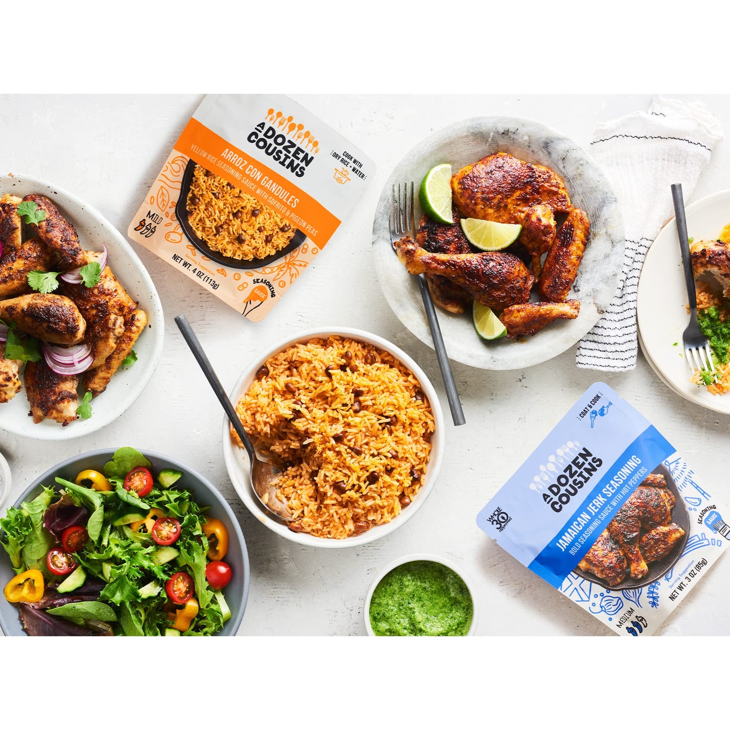 A Dozen Cousins Rice Seasoning Sauce Packets - Season and Prepare Your Own Rice Dishes - 10 Pack - Caribbean Coconut Rice - 4 oz Packet