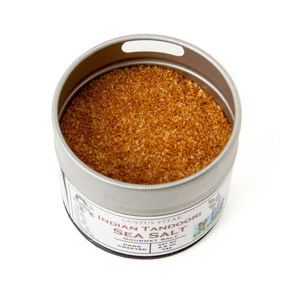 Indian Tandoori Sea Salt | Gourmet Seasoning | Non GMO, All Natural | Hand Crafted, Small Batch Seasoning | Made in USA | Authentic Artisanal Spice Blend | GLP-1 Friendly | Magnetic Tin | Ultra Premium | Gustus Vitae | #14