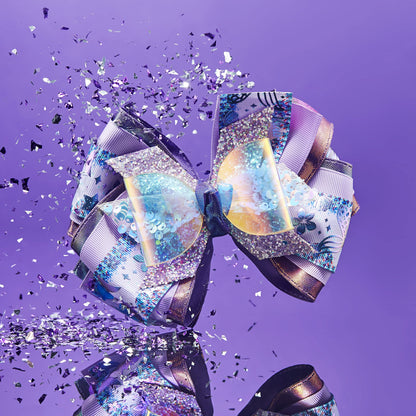 Lily Frilly Purple Glimmer Bow