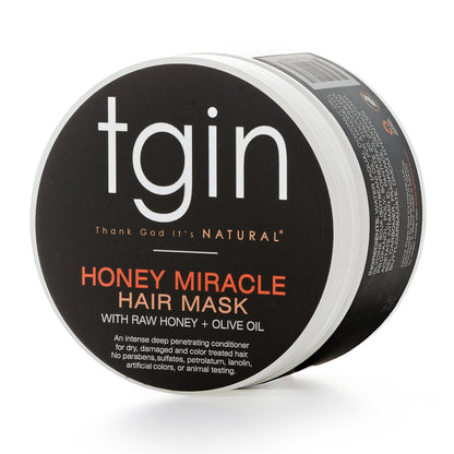 tgin Honey Miracle Hair Mask, 12 oz - Deep Conditioner for Natural, Dry, Curly Hair - Type 3c and 4c - Pack of 2