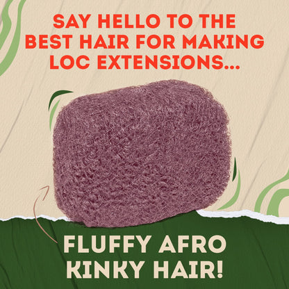 Locsanity Afro Kinky 100% Bulk Natural Human Hair - Braiding Hair for Dreadlocks, Loc Repair, Dreadlock Extensions, Twists, Braids - 16 Inches Long, 1 Oz