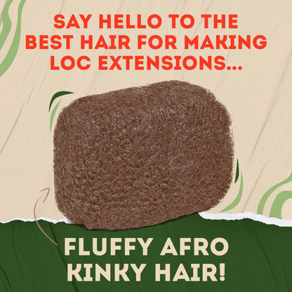 Locsanity Afro Kinky 100% Bulk Natural Human Hair - Braiding Hair for Dreadlocks, Loc Repair, Dreadlock Extensions, Twists, Braids - 8 Inches Long, 1 Oz