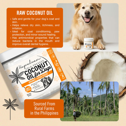 Kapuluan Organic Coconut Oil for Dogs, 8-oz – Premium Cold-Pressed, Healthy Coat & Skin – All-Natural Dog Paw and Nose Moisturizer for Healthy Skin, Shiny Coat, and Digestive Support – 100% Pure