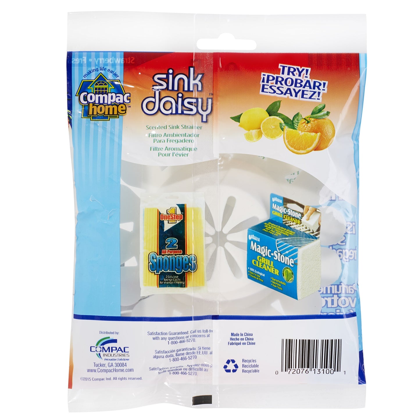 COMPAC HOME Sink Daisy Scented Kitchen Sink Strainer infuses & Freshens Your Sink, Must Have Kitchen Sink Accessories, Sink Drain Strainer - Catcher, White, Strawberry Scent, 6 Count, (3 Packs of 2)