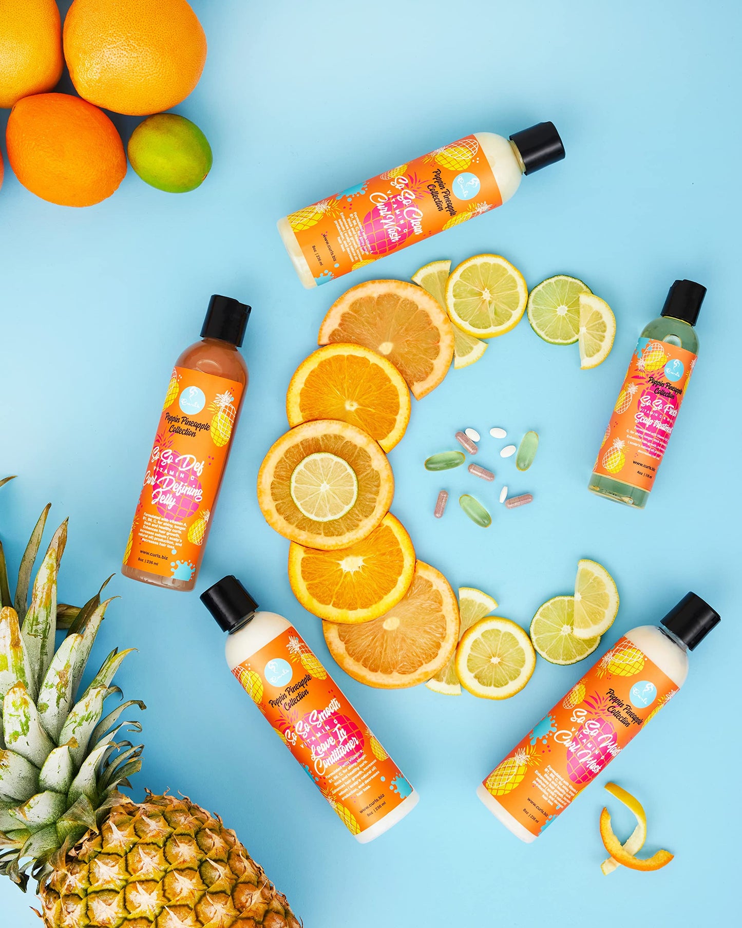 Curls Poppin Pineapple So So Smooth Vitamin C Leave In Conditioner - Conditions & Softens Hair - For Wavy, Curly, and Coily Hair Types, 8 Ounces