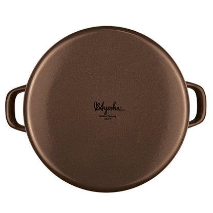 Ayesha Curry Enamel on Steel Stock Pot/Stockpot with Lid, 12 Quart, Brown Sugar