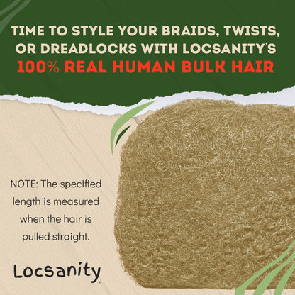 Locsanity Afro Kinky 100% Bulk Natural Human Hair - Braiding Hair for Dreadlocks, Loc Repair, Dreadlock Extensions, Twists, Braids - 8 Inches Long, 1 Oz