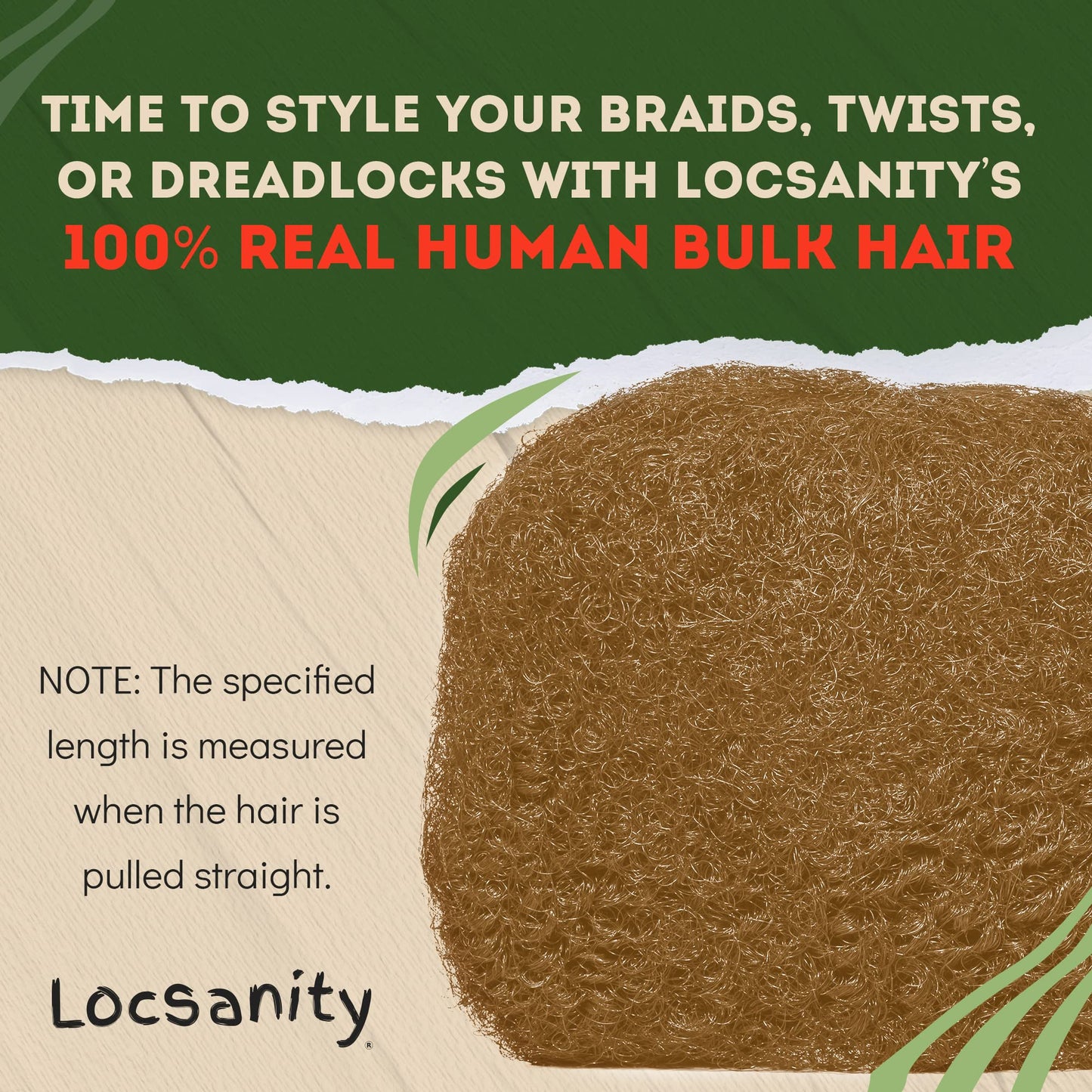 Locsanity Afro Kinky 100% Bulk Natural Human Hair - Braiding Hair for Dreadlocks, Loc Repair, Dreadlock Extensions, Twists, Braids - 8 Inches Long, 1 Oz 28 - Copper