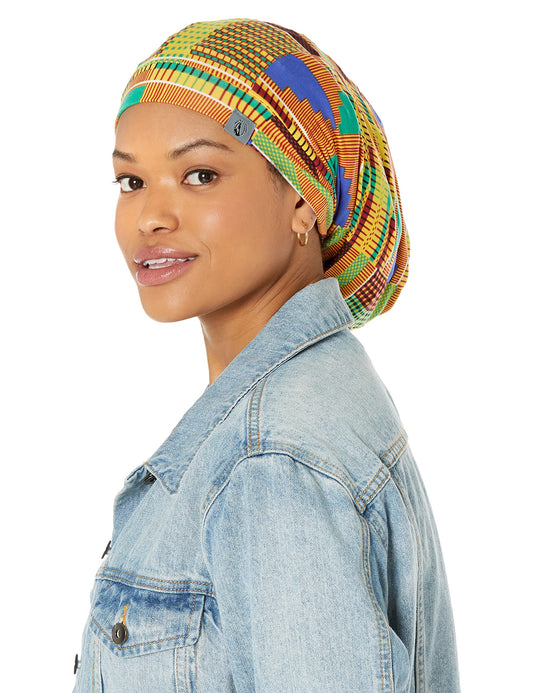 Fairy Black Mother Dreadlocks Locs Cap (African Kente Medium,Yellow)