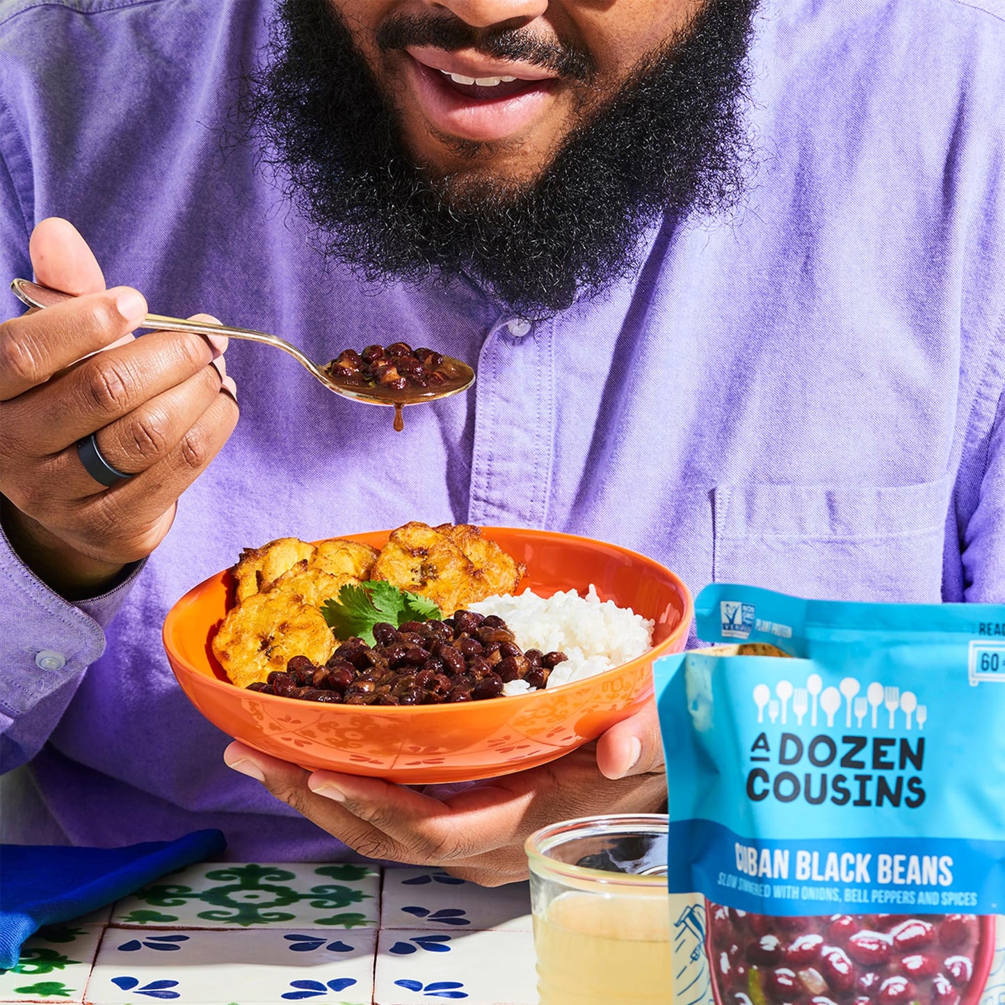 A Dozen Cousins Seasoned Beans, Vegan and Non-GMO Meals Ready to Eat Made with Avocado Oil (Black Beans, 8 Pack)