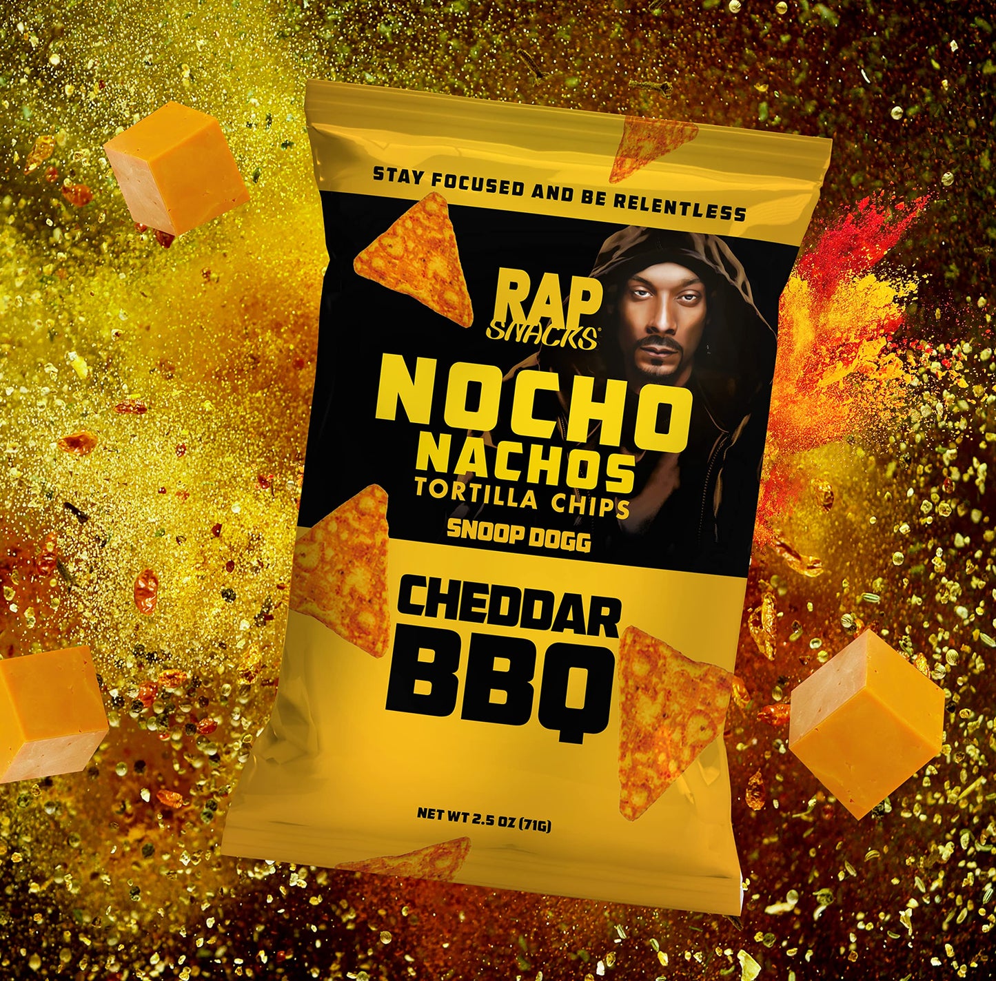 Rap Snacks Snoop Dogg Cheddar BBQ Nocho Nachos Tortilla Chips 2.5 Oz Bags - Pack of 6