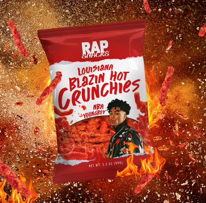 Rap Snacks YoungBoy Never Broke Again Louisiana Blazin Hot Crunchies 3.5 Oz Bags - Pack of 6