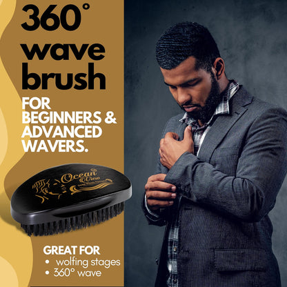 OCEAN VIEW DEEP WAVES POMADE Medium Bristle Wave Brush + 360 Wave Grease