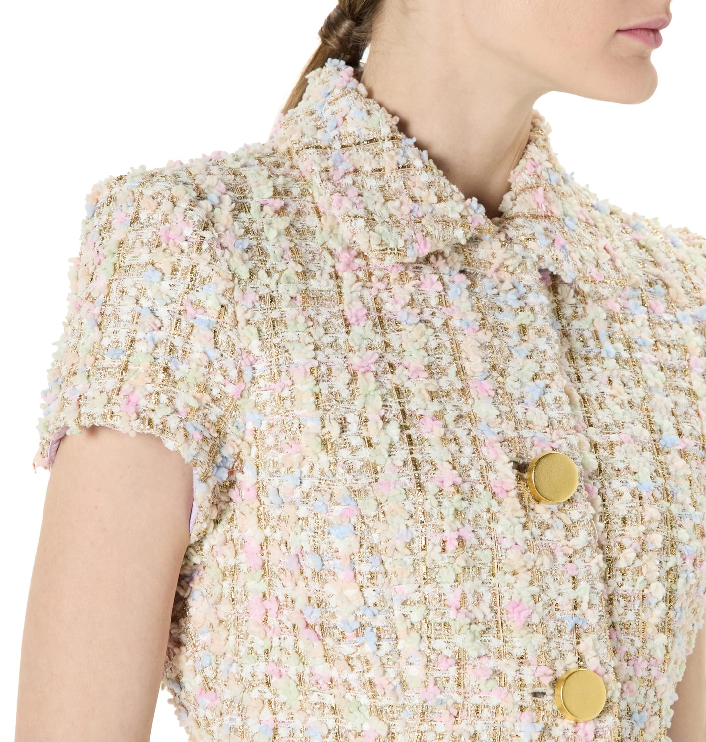 Sergio Hudson, Short Sleeve Tweed Jacket, 2, Multicolor Pastel