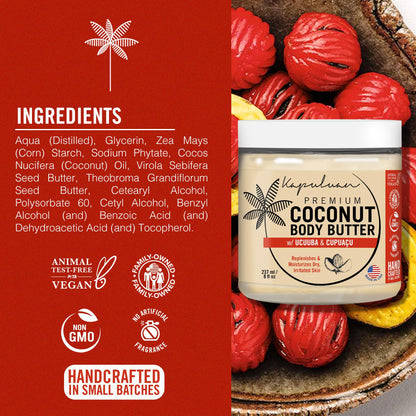 Kapuluan Coconut Body Butter for Women Dry Skin, Body Butter with All Natural Coconut Oil, Ucuuba Butter & Cupuaçu Butter,Body Cream Whipped Body Butter for Women (Tiger Orchid and Wild Cherry Scent)