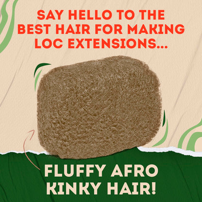 Locsanity Afro Kinky 100% Bulk Natural Human Hair - Braiding Hair for Dreadlocks, Loc Repair, Dreadlock Extensions, Twists, Braids - 8 Inches Long, 1 Oz