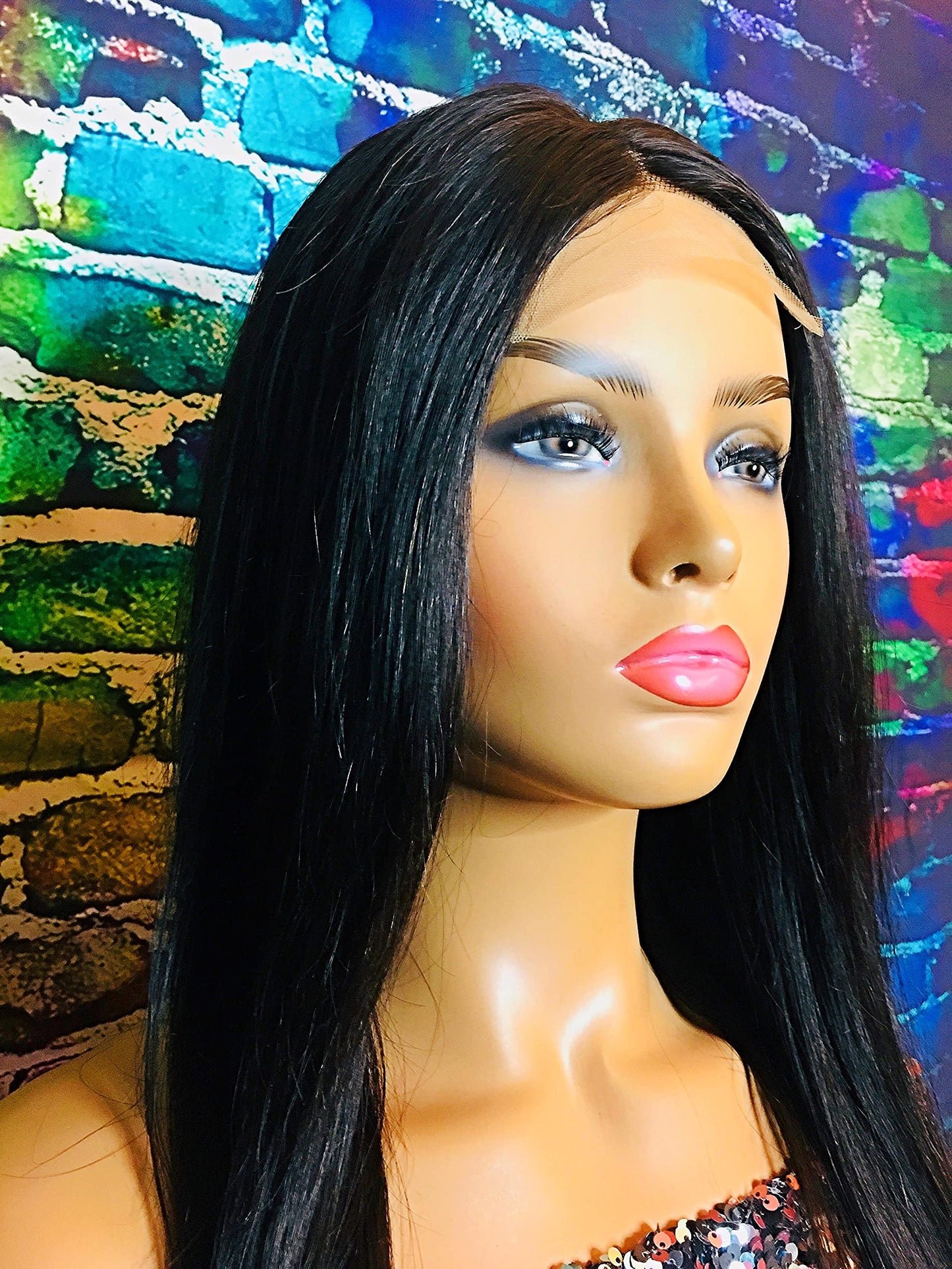 2Chique Boutique Human Hair Wig 4x4 Transparent Lace Wig Natural Color Silky Straight 20 inches