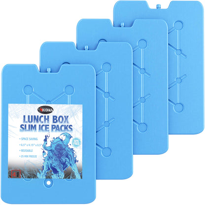 (Set of 6) XL Slim + Lunch Box Ice Packs - XL Slim, Turquoise Ice Packs & Small, Blue, Lunch Box Ice Packs - Refreezable & Reusable - Perfect for The Beach, Camping Trips, and Sports Events