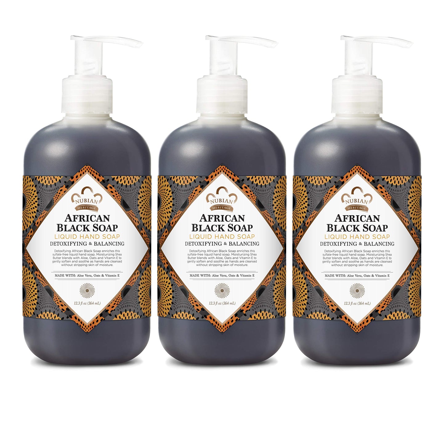 Nubian Heritage Hand Soap Deep Clean African Black Soap Cleanser 12.3 oz 3 Count